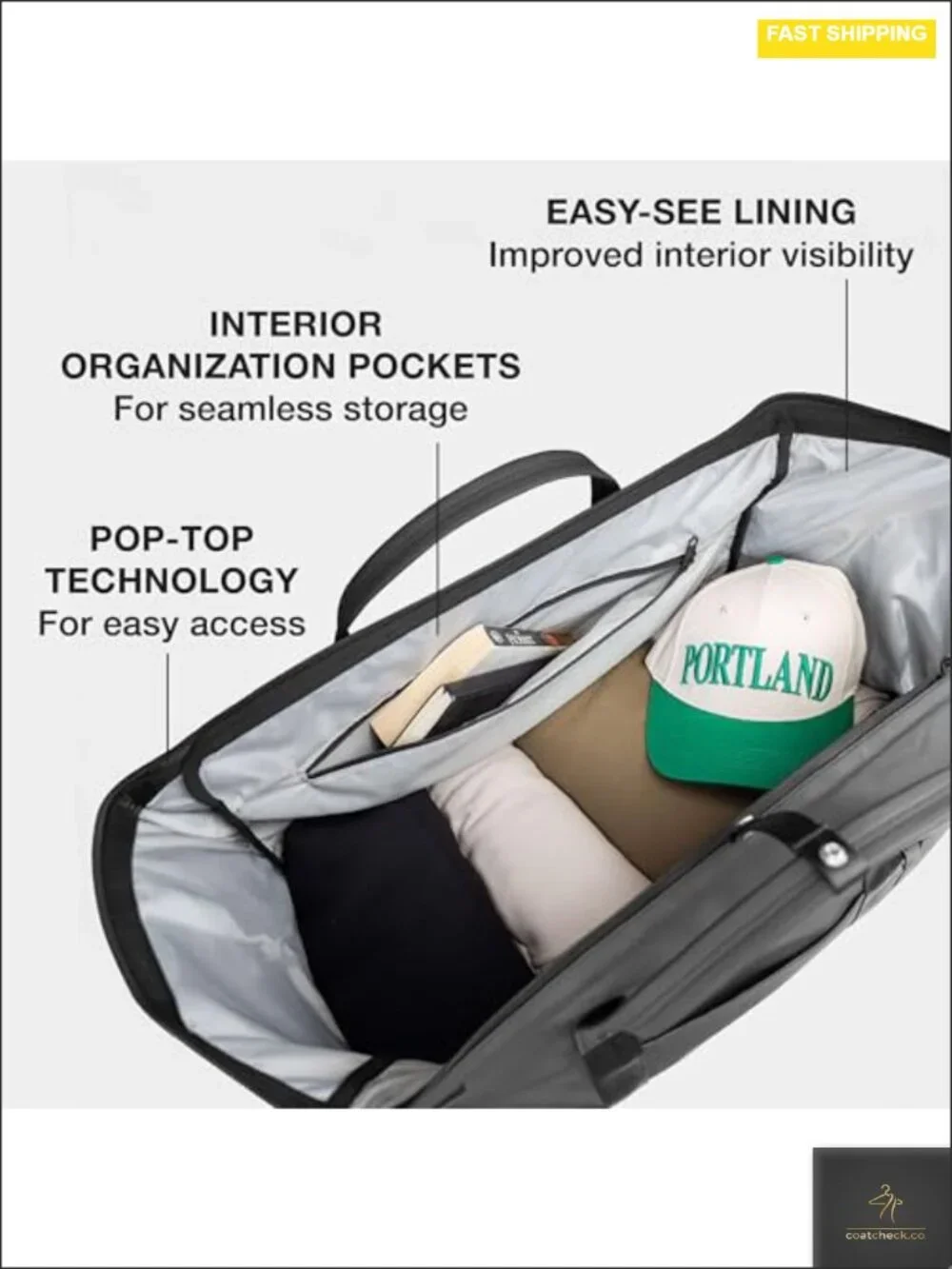Weatherproof 35L Travel Duffel Bag with Interior Pockets